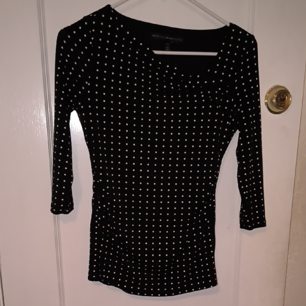 White House Black Market | Black and White Dotted Top